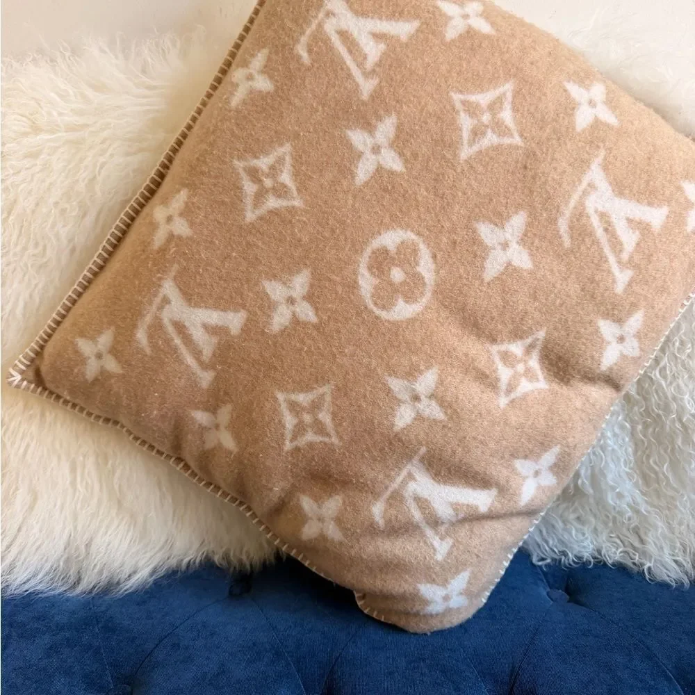 Louis Vuitton Cushion Neo Monogram Cushion Wool & Cashmere Beige